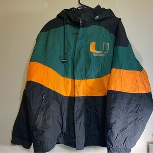 Vintage 90s University of Miami Hurricanes Apex One Full Zip Jacket Hood Sz XL